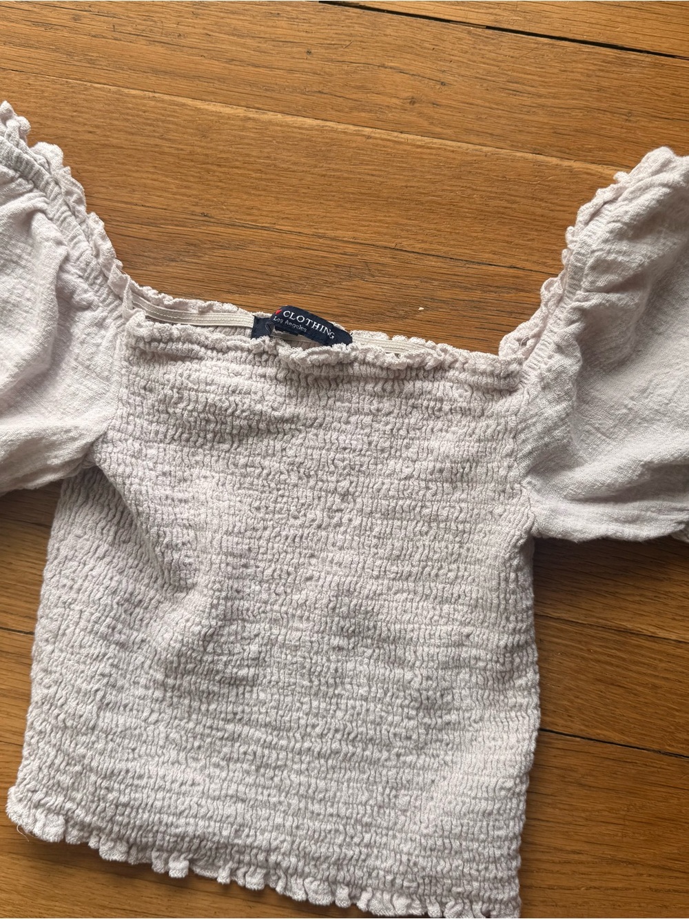 one clothing Smocked Off-Shoulder Crop Top - Pale Lilac